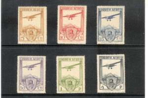 1930. Ferrocarriles aérea. Sin fijasellos. Muy bien centrada. Edifil nº 483/8.