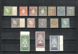 1941 - 44. Serie corriente. Sin fijasellos. Lujo. Yvert nº 78/92.