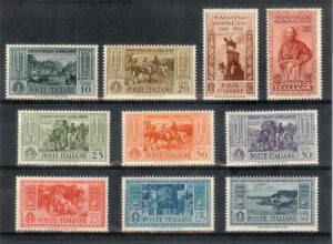 1932. Cincuentenario de la muerte de Garibaldi. Sin fijasellos. Yvert nº295/304.