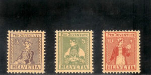 1917. Pro Juventud. Muy bonita serie sin fijasellos. Yvert nº154/6.