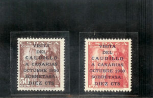 1951. Visita del Caudillo a Canarias. Muy bonitos. Sin fijasellos. Edifil nº1088/89.