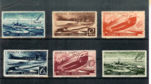 1936. Correo submarino. 15Ptas. centraje perfecto. Sin fijasellos. Edifil nº 775/80.