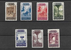 1941. Tipos diversos. Sin fijasellos. Edifil 234/40.