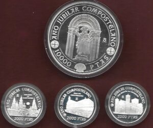 1999. Año Jubilar Compostelano. Coleccion completa plata. Con estuche y certificados.