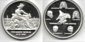 1987. 750 Años Berlin. 5 onzas Plata fina. Proof.