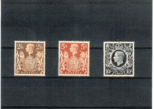 1939. Jorge VI. Sin fijasellos. Yvert nº 224/6.