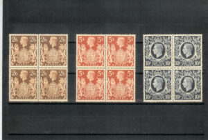 1939. Jorge VI. Bloque de cuatro de lujo. Sin fijasellos. Yvert nº 224/6.