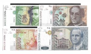 1992. 1000 2000 5000 y 10000 Ptas. Sin serie todos con numeración 000614. S/C.