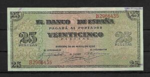 1938. 25 ptas. serie B. SC.