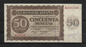 1936. 50 ptas. serie Q. SC. 2 esquinas rozadas.