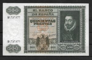 1940. 500 pesetas. serie A. Imperceptible doblez central. EBC.