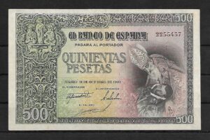 1940. 500 pesetas. sin serie. Leve doblez central. EBC.