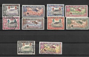 1927. Cruz Roja aérea. Usada Edifil 363/72 5 valores en nuevo