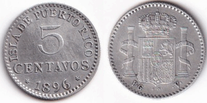 1896. Puerto Rico. 5 ctv. PGV EBC