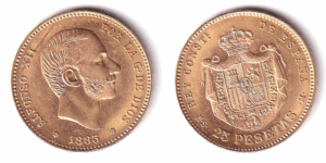 1883. 25 Ptas MSM. EBC.
